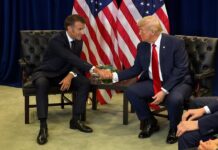 President Trump has a Pull-Aside with the President of France, 23 September 2025