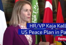 HR/VP Kaja Kallas remarks at the meeting on the implementation of the US peace plan. 10 October 2025