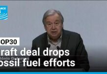 Draft COP30 deal drops effort for fossil fuel transition agreement, 21 November 2025