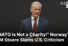 “We Monitor Your Nukes,” Norway PM Stoere Slams U.S. Claims on NATO Contributions in Oslo Speech, 2 February 2026