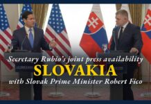 Secretary Rubio holds a joint press availability with Slovak Prime Minister Robert Fico, 15 February 2026