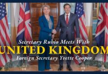 Secretary Rubio meets with UK Foreign Secretary Yvette Cooper, 20 February 2026