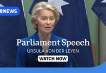 European Commission President Ursula von der Leyen addresses Australian parliament, 24 March 2026